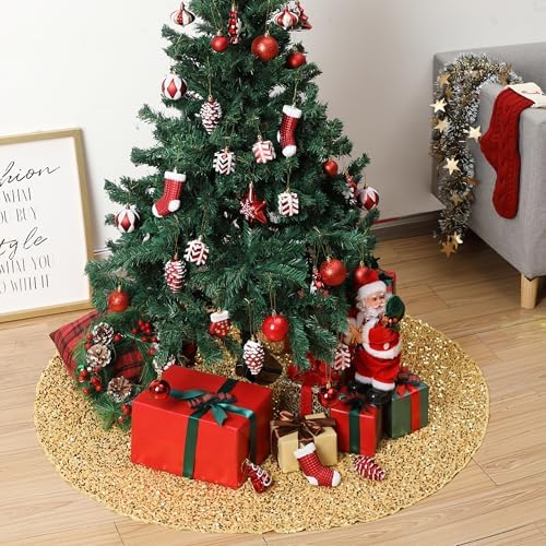 Mr. Pen- Christmas Tree Skirt, 36 inch, Gold - Image 5