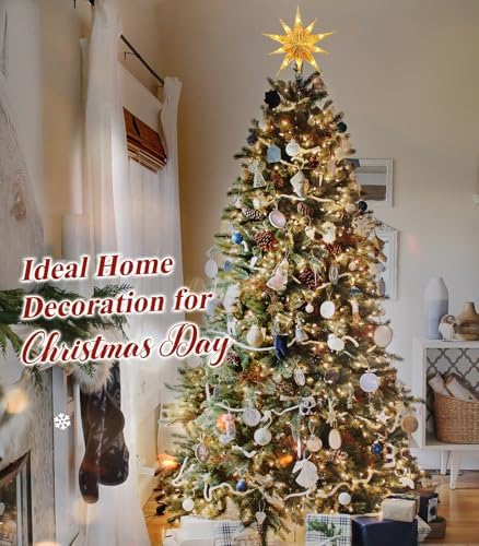 Luxspire Christmas Tree Topper, Lighted Star Tree Topper with USB Plug-in & Remote Control, 9.8" Christmas Tree Star Lights for Home Holiday Decor, 6H Timer & 8 Lighting Modes, Gold - Image 7