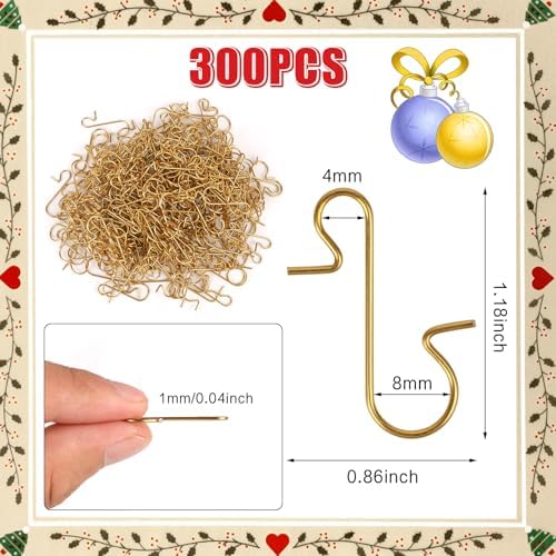 CCINEE 300pcs Gold Christmas Ornament Hooks, Bendable Christmas Tree Ornament Hangers Mini 3cm Metal Hooks for Christmas Tree Ornaments Decoration - Image 3