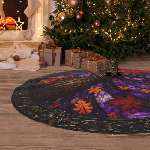 Fall Autumn Halloween Witch's Broom 30 36 48 Inch Christmas Tree Skirt Carpet Mat Funny Party Decor Supplies for Xmas Halloween Decorations Occasion - Image 6