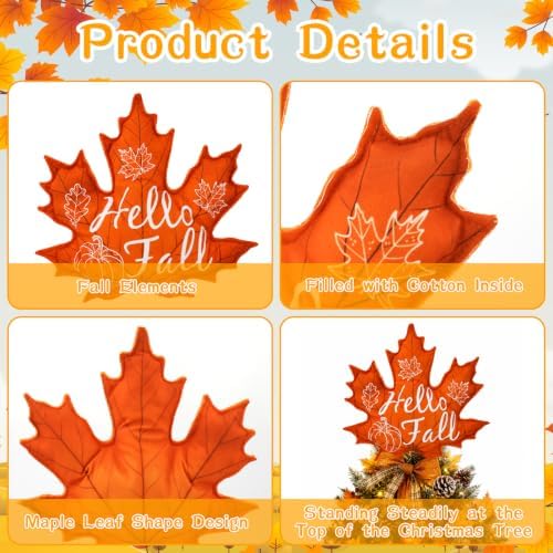 Fall Tree Topper Hello Fall Maple Leaf Tree Top Decor for Christmas Tree - Image 4