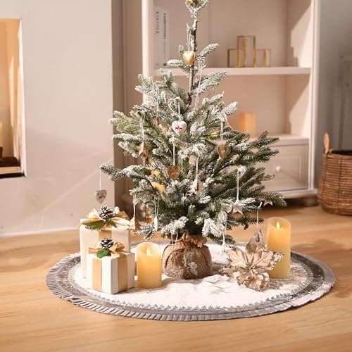 Valery Madelyn 60 Inch Sliver Christmas Tree Skirt for Tree Decorations - Image 3