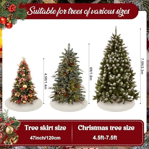 NIBESSER Ivory Knit Christmas Tree Skirt 48" for Christmas Decorations - Yarn Thick Rustic Cable Knit White Tree Skirt Mat for Home Party Holiday Ornaments - Image 4