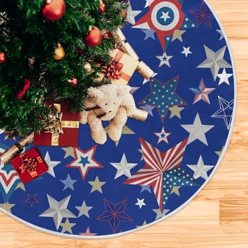 American Stars USA Flag 48 Inch Christmas Tree Skirt, Soft Xmas Tree Mat for Party Decoration Holiday Decor Christmas Decorations Indoor Outdoor - Image 5