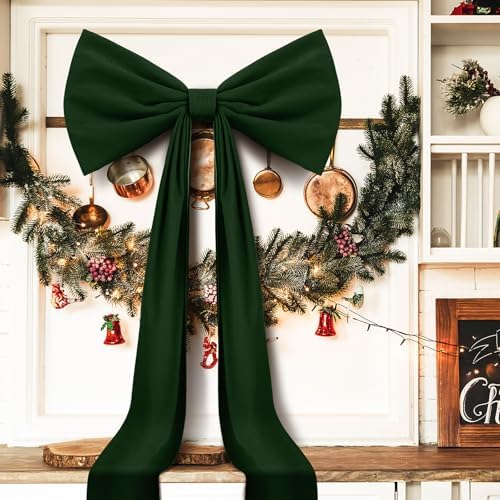 Knitgrip 1 Pack 20x71 in Christmas Large Velvet Bows, Dark Green - Image 3