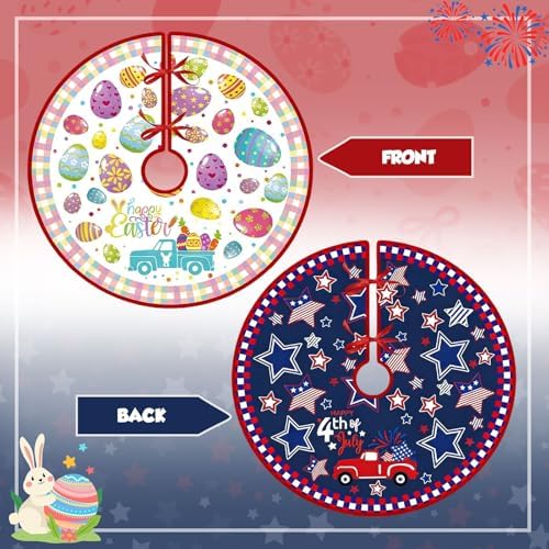 36 Inch Easter Tree Skirt Reversible 4th of July Decorations - Image 5