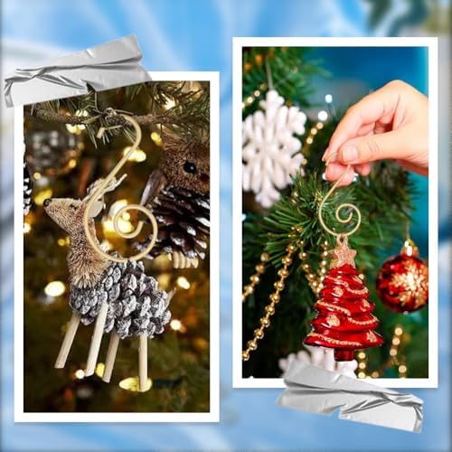 1 Box 100Pcs Christmas Ornament Hooks Gold Chandelier Crystal Wire Hooks Chandelier Replacement Part Metal Hook Pin S Shape Hanger for Christmas Tree Ball Holiday Party Decoration Hanging - Image 6