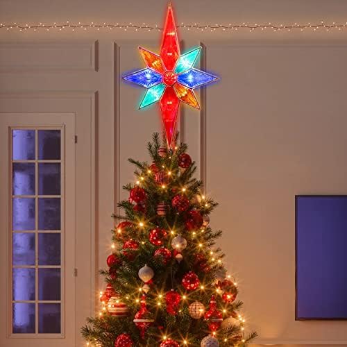12" 11LED Lighted Christmas Tree Topper, Multicolor Bethlehem Star Treetop with Fairy Lights, 12" 11LED Tree Top,Bethlehem Star Multi - Image 6