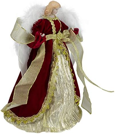 14" Red and Gold Traditional Angel Christmas Tree Topper - Unlit - Image 4