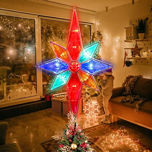 12" 11LED Lighted Christmas Tree Topper, Multicolor Bethlehem Star Treetop with Fairy Lights, 12" 11LED Tree Top,Bethlehem Star Multi by TWINGLEHOME