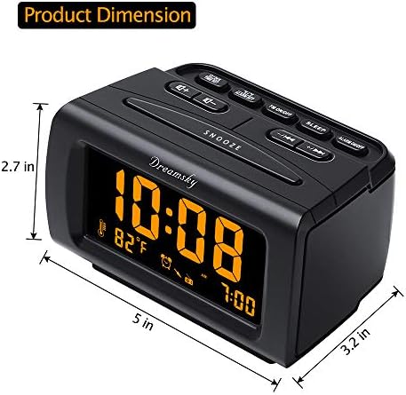 DreamSky Alarm Clock Radio for Bedrooms with Battery Backup | Large Numbers with Dimmer Wheel, USB Port, Bedside Digital FM Radio with Sleep Timer, Temperature, Adjustable Volume, Snooze - Image 6