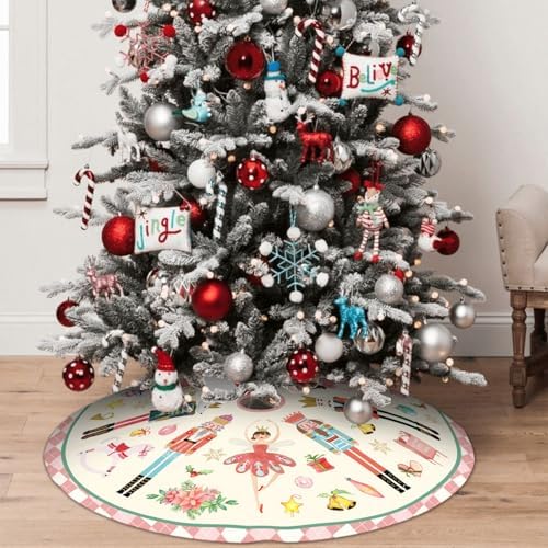 Nutcracker Tree Skirt 36in, Pink Nutcracker Christmas Decor, Nutcracker Tree Ornament Ballet for Christmas Tree, Nutcracker Christmas Decorations for New Year Holiday Party - Image 5