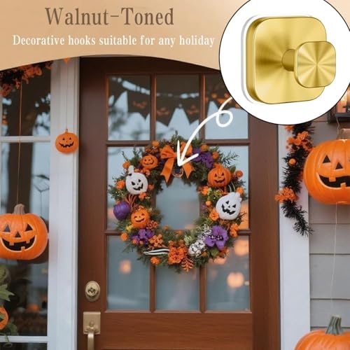 Ornament Hooks,Upgraded Suction Cup Hooks, Wreath Hangers for Front Door, Towel Racks, 2 in 1 Mantle Hanger, No Drill Garland Fireplace Stocking Hanger, for Christmas, Holiday, New Year(Gold, 2) - Image 6