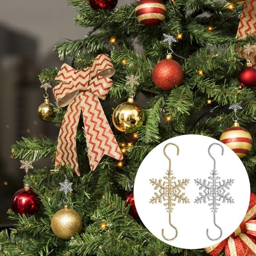 INCREWAY 60 Pcs Christmas Ornament Hooks Sliver Gold Snowflake Decorative Ornament Hangers for Xmas Christmas Tree for Small Ornaments - Image 4