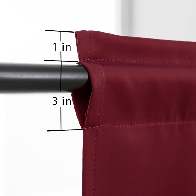 Pickluc Blackout Kitchen Curtain 24 Inches Long, Rod Pocket Cafe Tier Curtains for Small Window Treatment in Living Room, Basement, RVs, Cabinets, 2 Panels, W24 X L24 Inch, Burgundy Red
