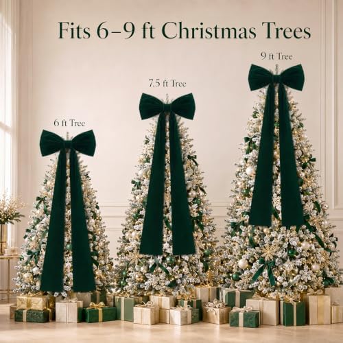 Knitgrip 2 Pack 20x71 in Christmas Large Velvet Bows, Dark Green - Image 3