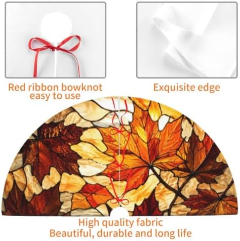 Fall Autumn Leaf Leave 30 36 48 Inch Christmas Tree Skirt Carpet Mat Funny Party Decor Supplies for Xmas Halloween Decorations Occasion - Image 5