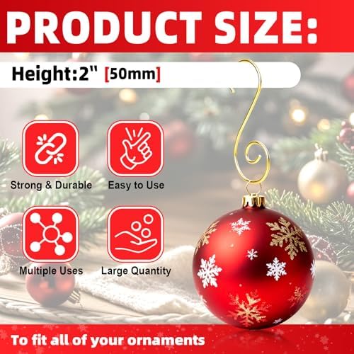 160 Pcs Christmas Ornament Hooks Gold S-Shaped Hangers with Storage Box Christmas Tree Hooks for Ornaments, Xmas Ornament Hangers for Tree Decoration - Image 6