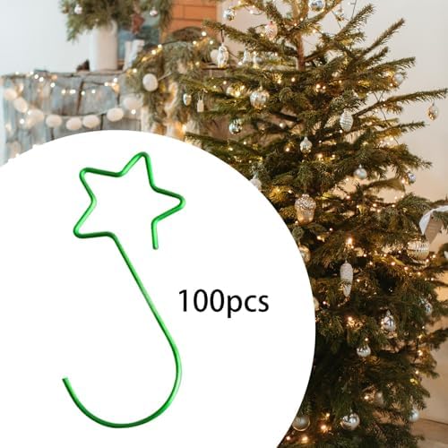 100 Pieces Star Shaped Christmas Ornament Hooks Christmas Tree Hangers Bauble Hooks Hanging Fasteners Made of Metal for Secure Hanging Suitable for Ho, Green - Image 5