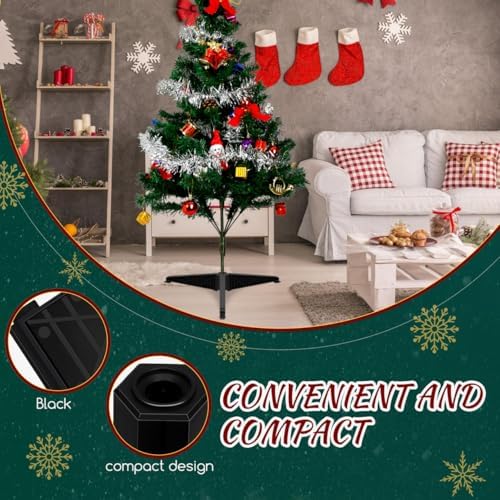 SEWACC Small Christmas Tree Stand, Plastic Christmas Tree Base Holder, Artificial Trees Pole Support, Black, 21.77 x 21.77 x 2.71 Inch - Image 6