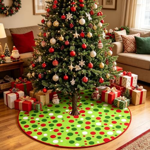 36 Inch Reversible Halloween Christmas Tree Skirt, Double Sided - Image 3