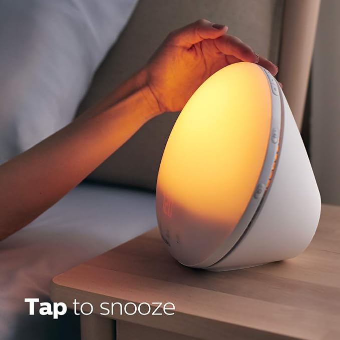 Philips SmartSleep Wake-up Light, Colored Sunrise and Sunset Simulation, 5 Natural Sounds, FM Radio & Reading Lamp, Tap Snooze, HF3520/60 - Image 6