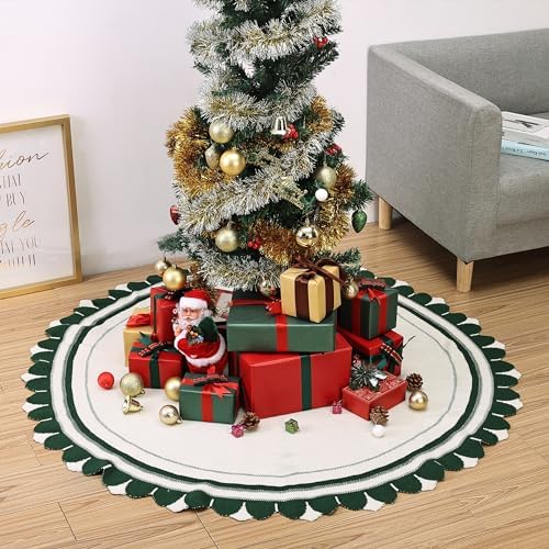 Mr. Pen Christmas Tree Skirt - 48 Inch Knitted Xmas Tree Skirt - Image 5