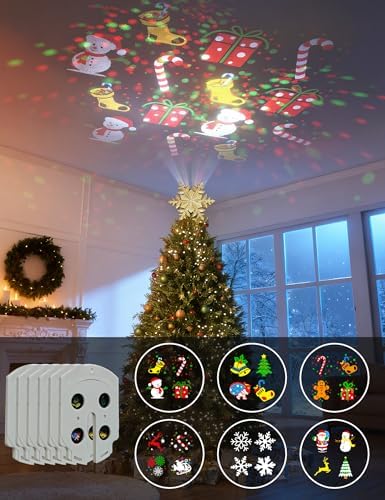 DG-Direct Rotating Christmas Tree Topper with 6 Projection Patterns, Gold - Image 2