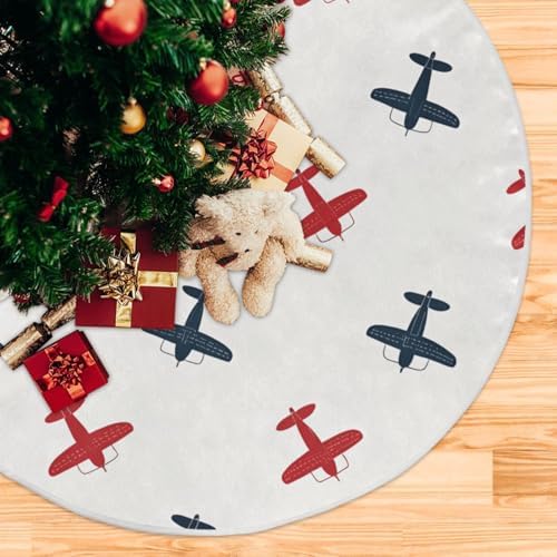 Blueangle Christmas Tree Skirt Colorful Airplanes Tree Skirt for Xmas Decor Festive Holiday Decoration, 47.2 Inch in Diameter - Image 5