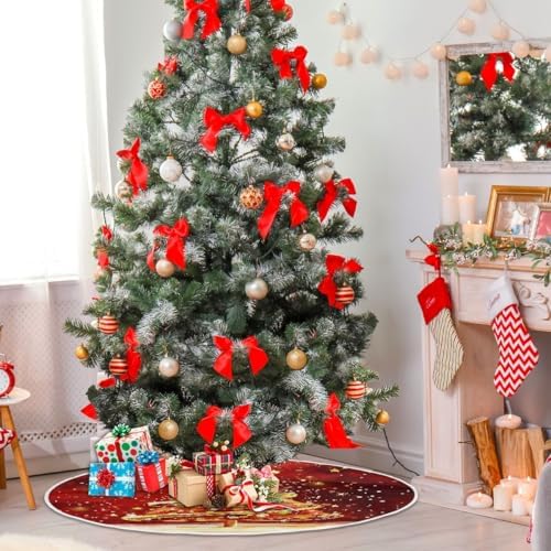 Gold Christmas Tree 48 Inch Christmas Tree Skirt, Soft Xmas Tree Mat for Party Decoration Holiday Decor Christmas Decorations Indoor Outdoor - Image 4