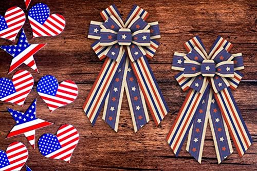 4th of July Wreath Bows Patriotic Decor Bows for Wreath, America Flag Strip Memorial Day Decorations Bow for Front Door Independence Day Patriotic Tree Topper Decor Indoor Outdoor Supplies - Image 3