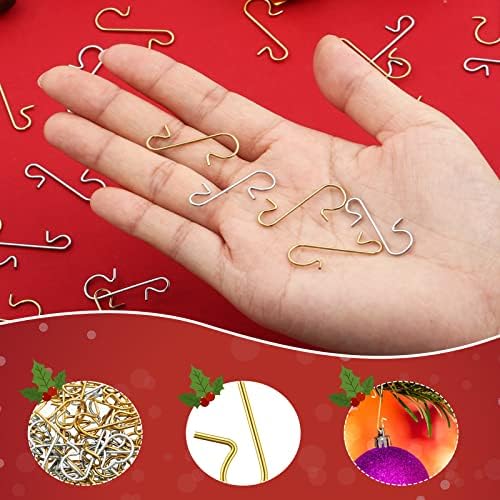 Tatuo 400 Pieces Christmas Ornament Hooks Ornament Hangers Xmas Metal Wire Hooks with Storage Box for Christmas Tree Decoration (Gold,Silver) - Image 4