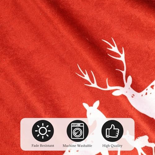 Christmas Tree Skirt Soft Reindeer Tree Skirt for Christmas Pencil Tree Winter Party Home Decoration, 36In, Red - Image 4