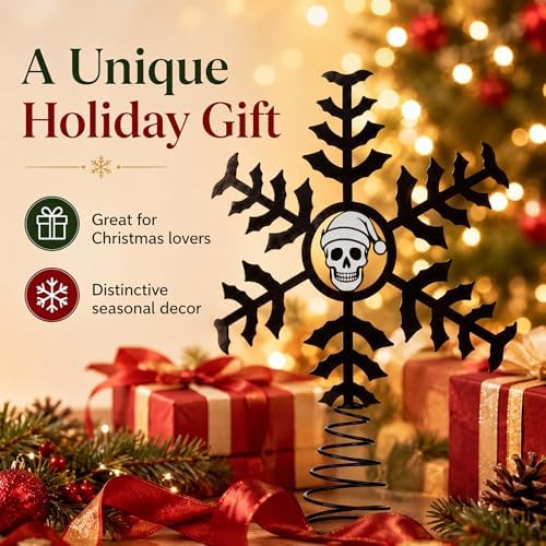 Soulchen Christmas Snowflake Tree Topper Metal Gothic Halloween Decor - Image 3