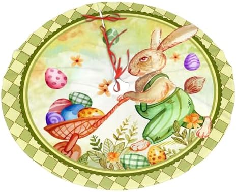 Easter Colorful Eggs Christmas Tree Skirt 36" for Xmas Halloween New Year Holiday Party Home Tree Mat Decor Ornaments Decoration by Majoug