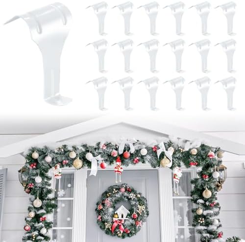 Gisafai 24 Pcs Christmas Garland Hangers for Door Frame Metal S Hooks Christmas Hanging Holders Molding Clips for Xmas Window Mantel Shelf Door Frame Wreath Light Strings Decoration(White) by Gisafai