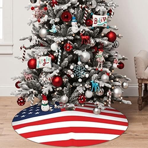 American Flag Christmas Tree Skirt Xmas Tree Mat Holiday Party Home Decor 48 inch - Image 5
