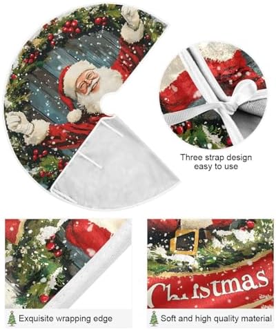 Funny Santa Claus Christmas Tree Skirt Small Xmas Tree Skirts Decorations 36 in Burlap Tree Mat Cover for 4 ft Trees Holiday Party - Image 3