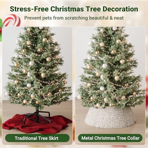 ELYKEN 28-Inch Woven Rattan Christmas Tree Collar, Stylish Hyacinth 5-Piece Tree Skirt for Artificial Trees, Wicker Tree Base Cover with Cord Cut-Out for Home Decor, Living Room Display, White Wash - Image 6