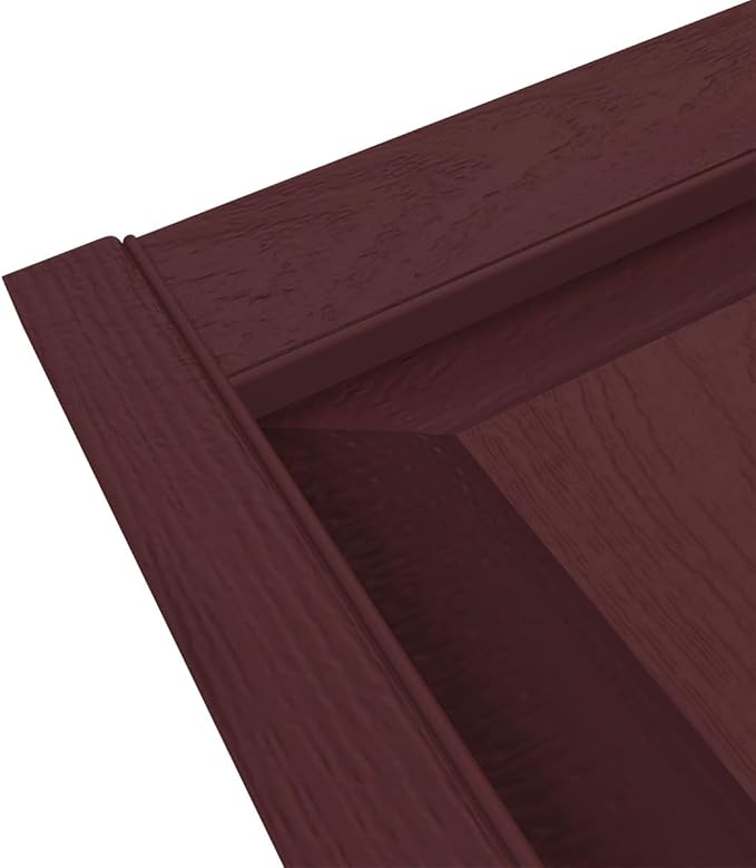 12"W x 63"H Lifetime Vinyl, Standard Two Equal Panels, Raised Panel Shutters, w/Installation Shutter-Lok's & Matching Screws (Per Pair), Bordeaux