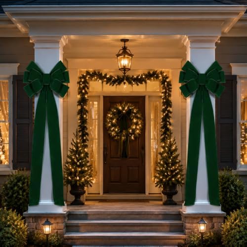 Norme 1 Pcs Dark Green Extra Large Christmas Tree Topper Bow Decor - Image 3