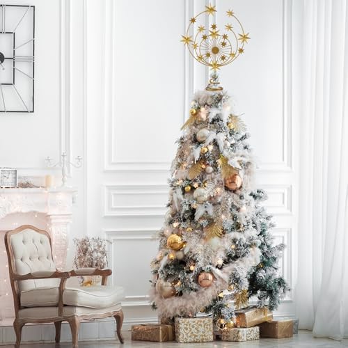 Gejoy Celestial Gold Metal Tree Topper, 10 Inch Christmas Holiday Decor - Image 5