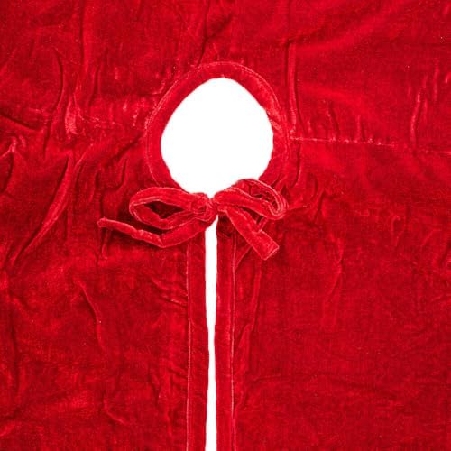 Vickerman 72" Plush Velvet Fabric Christmas Tree Skirt in Red - Image 2