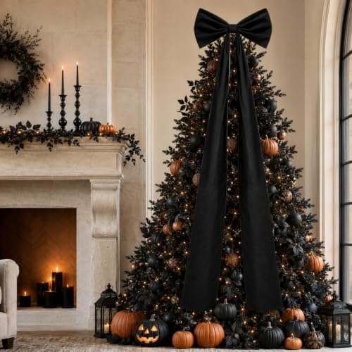 Knitgrip 1 Pack 20x71 in Christmas Large Velvet Bows, Black - Image 6