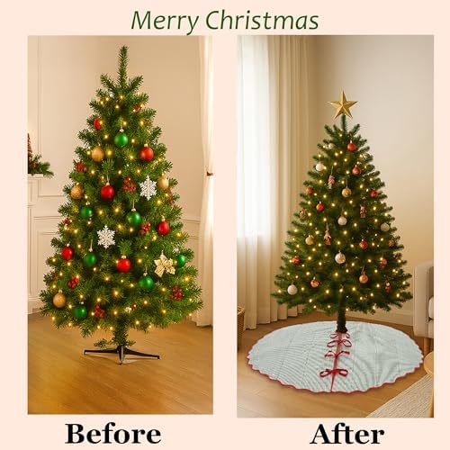 Ridhi Green Stripe & Red Block Print Cotton Christmas Tree Skirt 40 Inch - Image 3