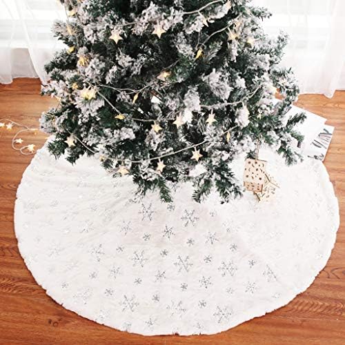 Christmas Tree Skirt 30/36/49 inches Xmas White Tree Skirts Snowflake Embroidery for Christmas Decorations Holiday Party 198 Silver 78 - Image 4