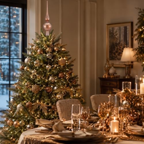 Gejoy 12" Mercury Glass Christmas Tree Topper,Classic,Brown - Image 5