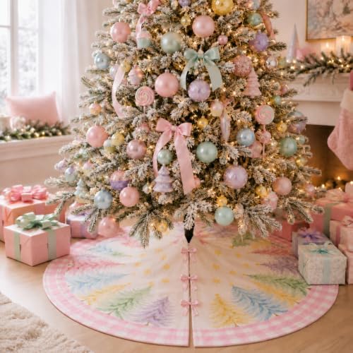 Sanwuta Christmas Tree Skirt 36 Inch Pastel Candy Christmas Decoration by Sanwuta