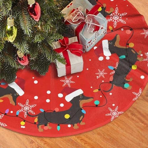 Dachshund Christmas Tree Skirt Dog Funny Tree Mat for Farmhouse Xmas Holiday Party Decorations Indoor Outdoor 36 Inch by juniissl