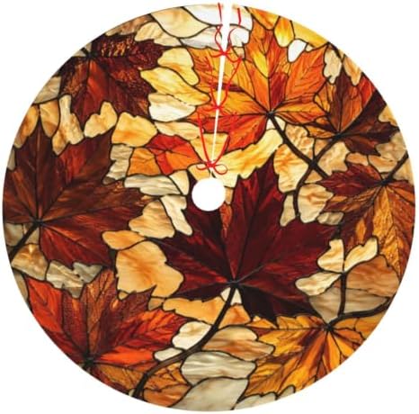 Fall Autumn Leaf Leave 30 36 48 Inch Christmas Tree Skirt Carpet Mat Funny Party Decor Supplies for Xmas Halloween Decorations Occasion by LUMANSITTER